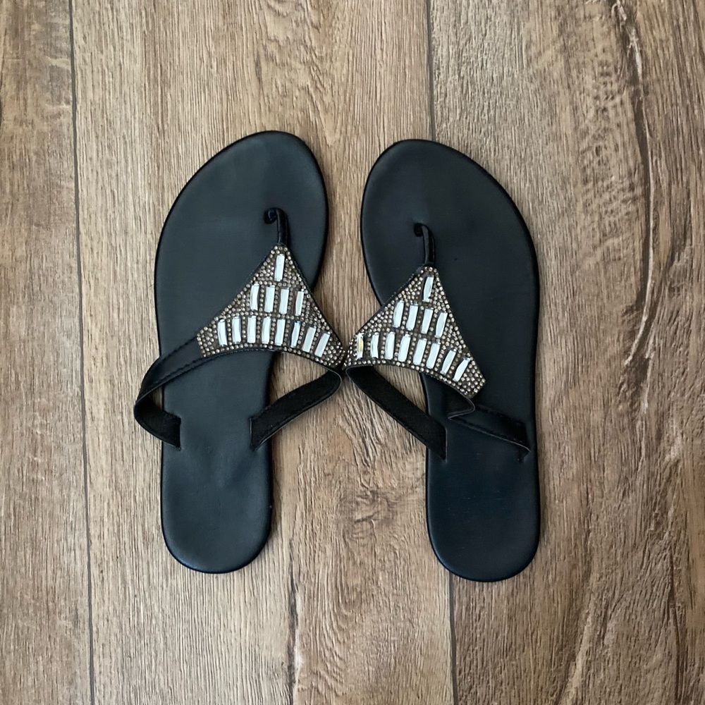 Black bejeweled sandals